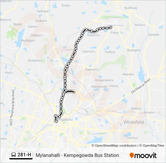 281-H Bus Line Map