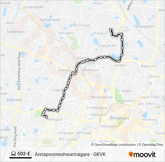 502-E Bus Line Map