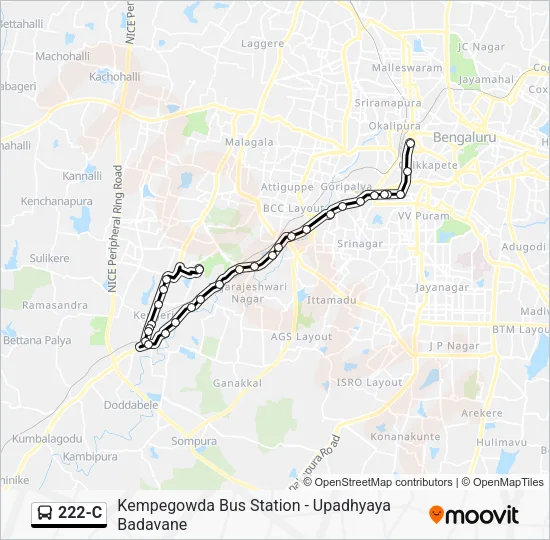 222-C Bus Line Map
