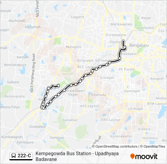 222-C Bus Line Map