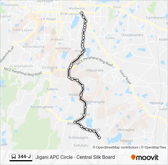 344-J Bus Line Map