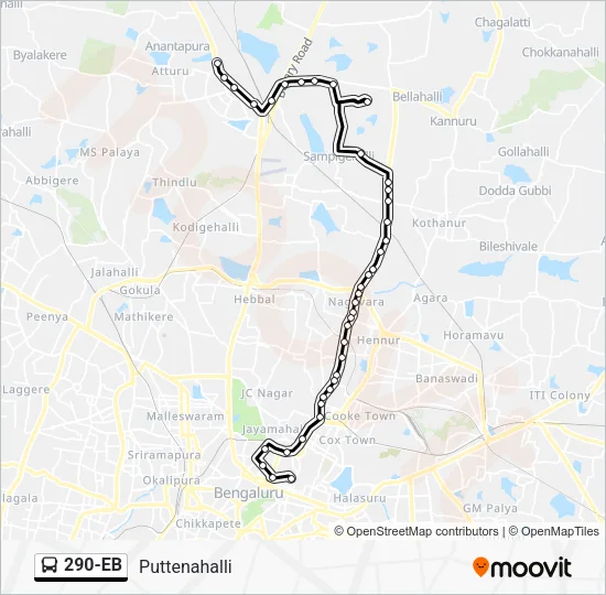 290-EB Bus Line Map