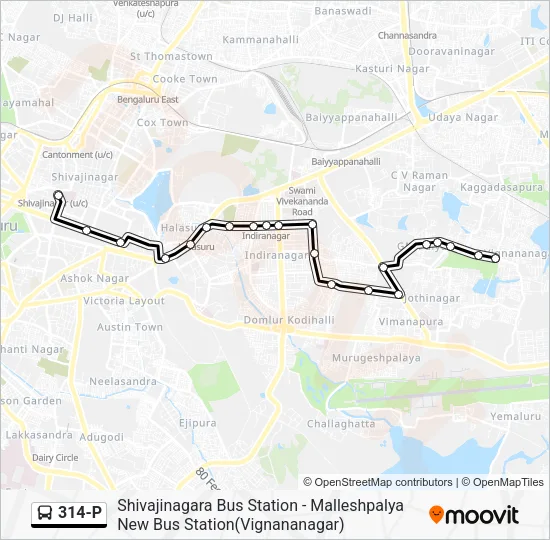 314-P Bus Line Map