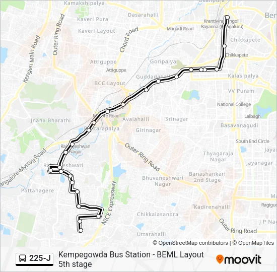225-J Bus Line Map