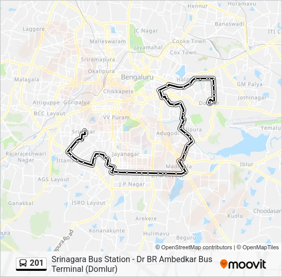 201 Bus Line Map