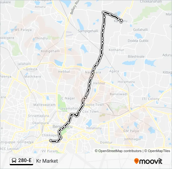 280-E Bus Line Map