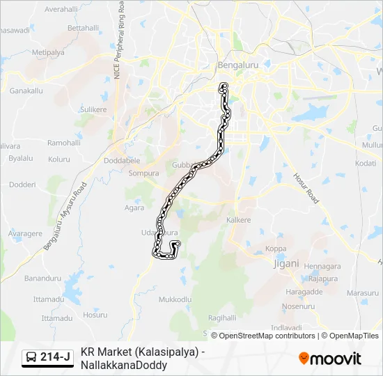 214-J Bus Line Map