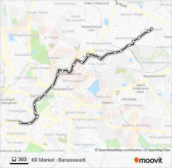 303 Bus Line Map