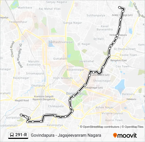 291-R Bus Line Map