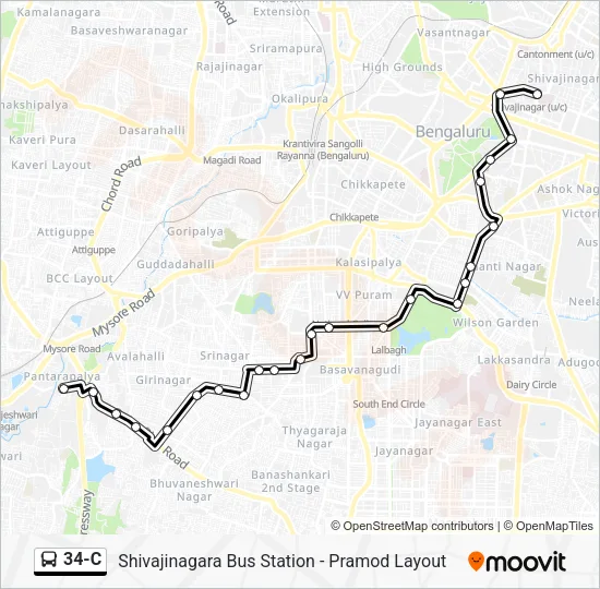 34-C Bus Line Map