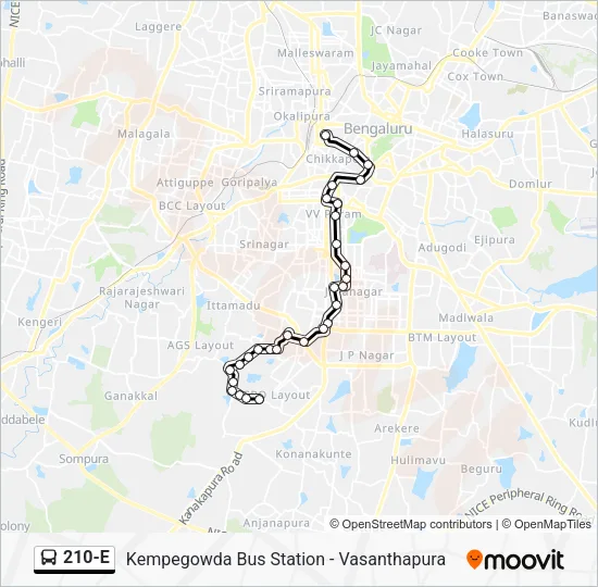 210-E Bus Line Map