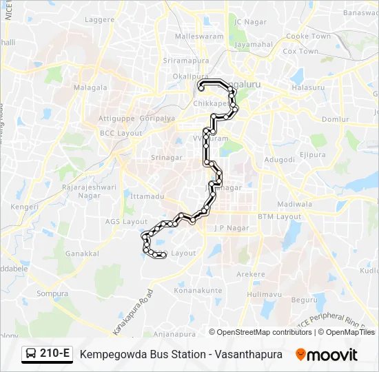 210-E Bus Line Map