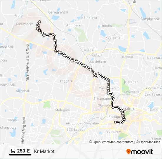 250-E Bus Line Map