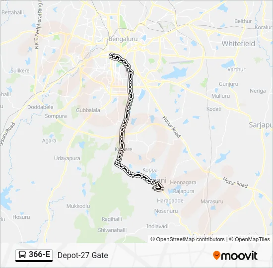 366-E Bus Line Map