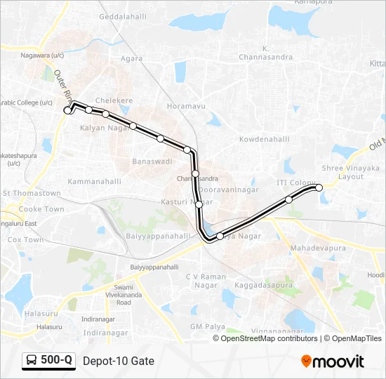 500-Q Bus Line Map