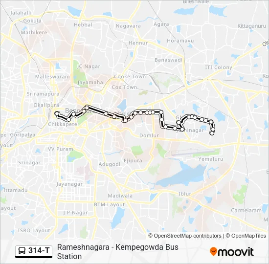 314-T Bus Line Map