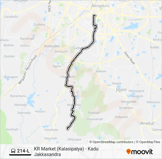 214-L Bus Line Map
