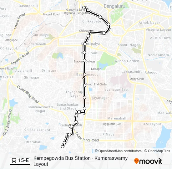 15-E Bus Line Map