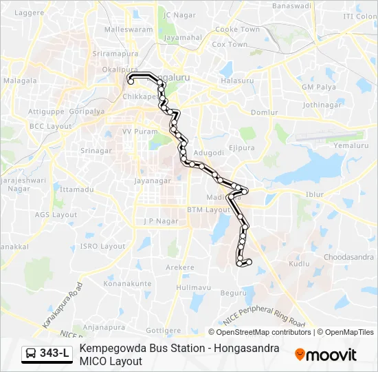 343-L Bus Line Map