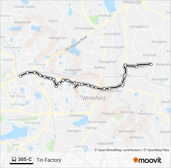 305-C Bus Line Map