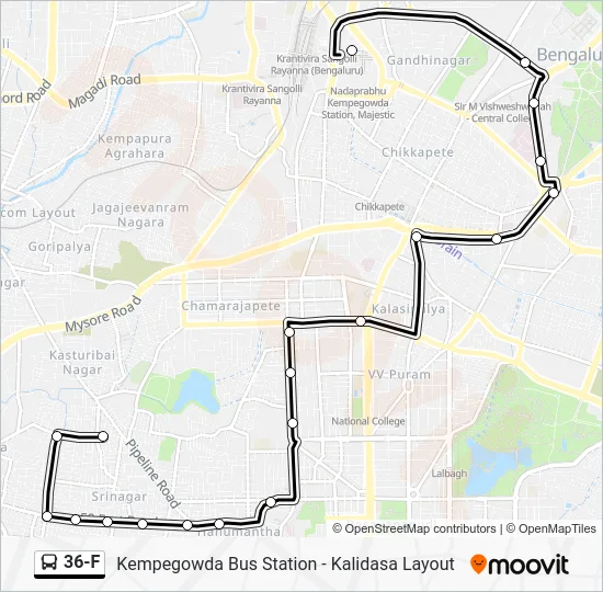 36-F Bus Line Map