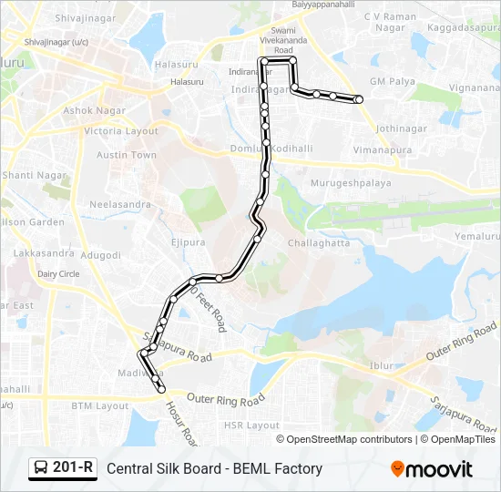 201-R Bus Line Map