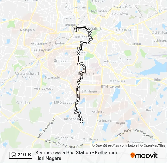 210-B Bus Line Map