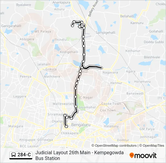 284-C Bus Line Map