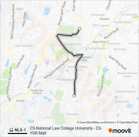 NLS-1 Bus Line Map