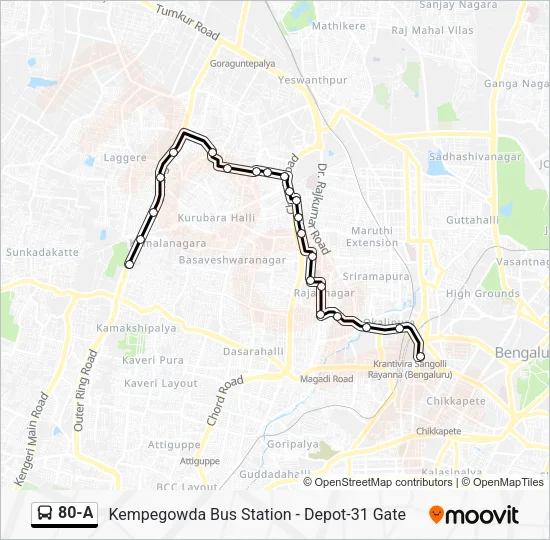 80-A Bus Line Map