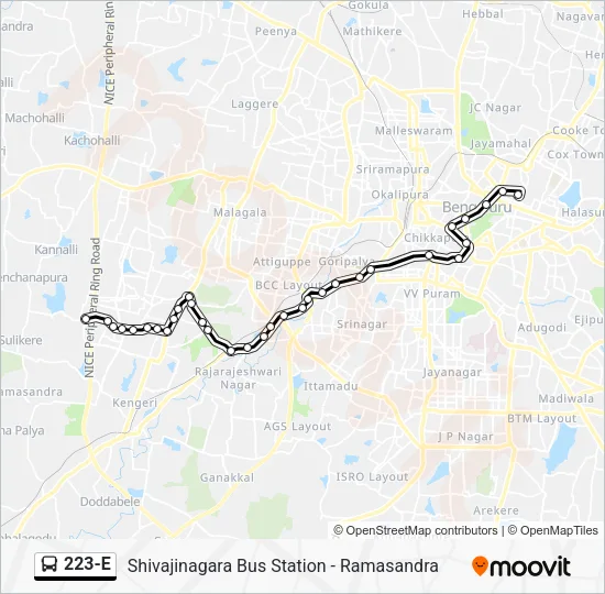 223-E Bus Line Map