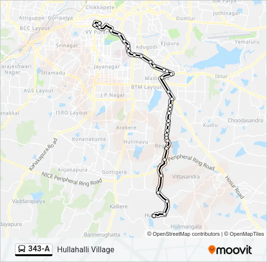 343-A Bus Line Map