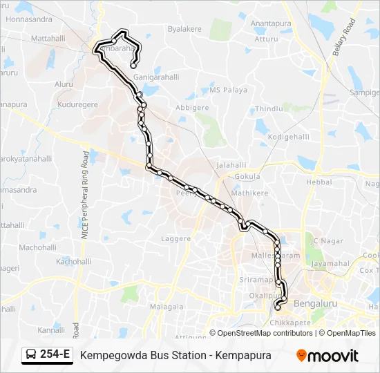 254-E Bus Line Map