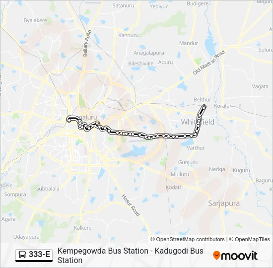 333-E Bus Line Map