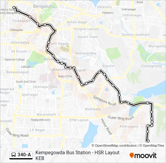 340-A Bus Line Map