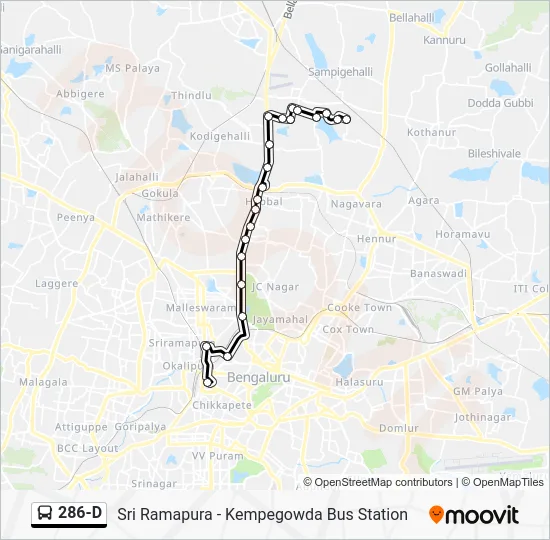 286-D Bus Line Map