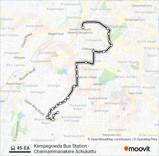 45-EA Bus Line Map