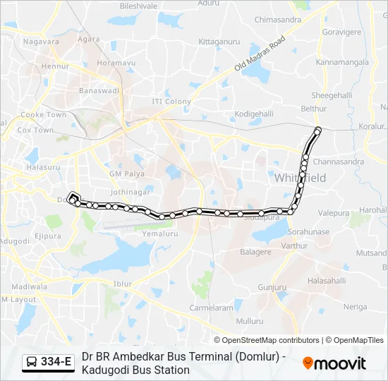 334-E Bus Line Map