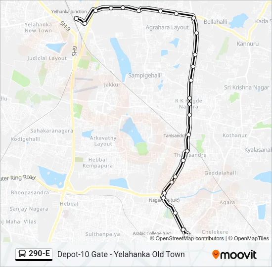 290-E Bus Line Map