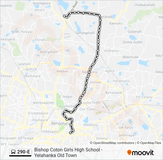 290-E Bus Line Map