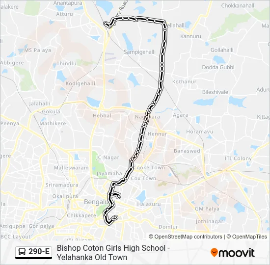 290-E Bus Line Map