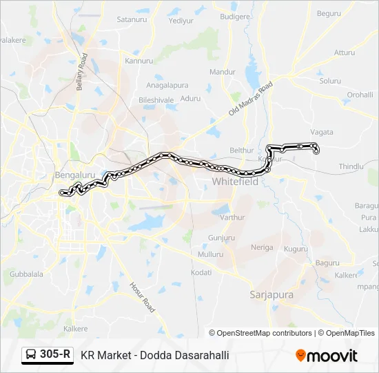 305-R Bus Line Map