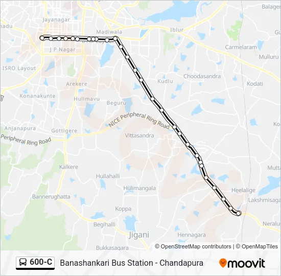 600-C Bus Line Map