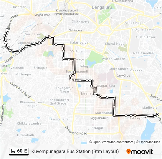 60-E Bus Line Map