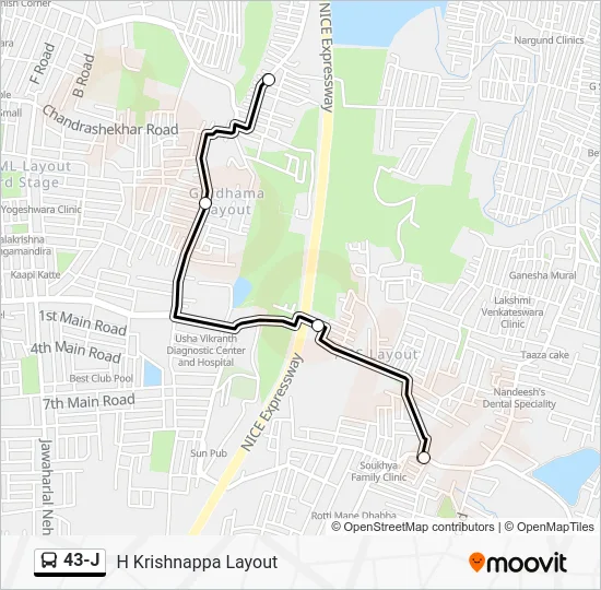 43-J Bus Line Map