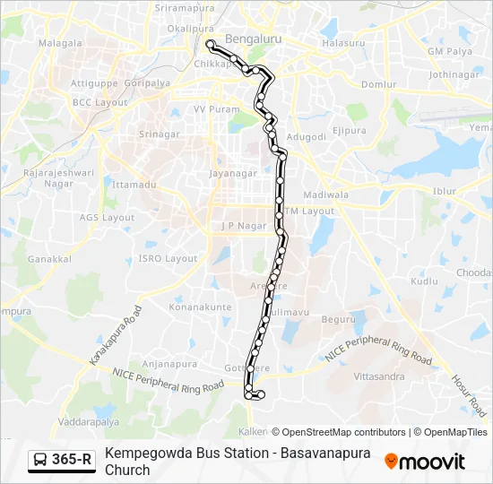 365-R Bus Line Map