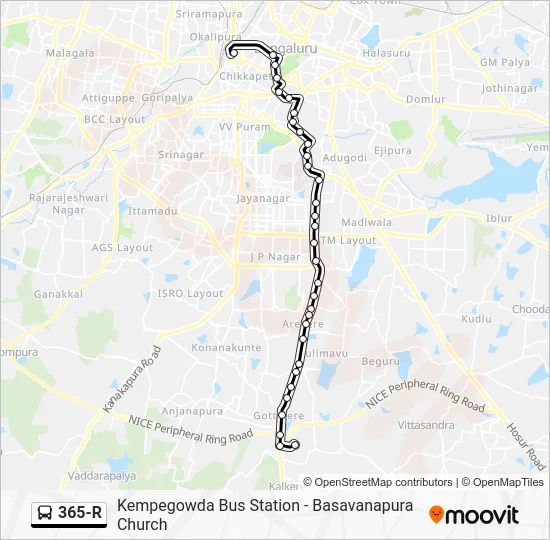 365-R Bus Line Map