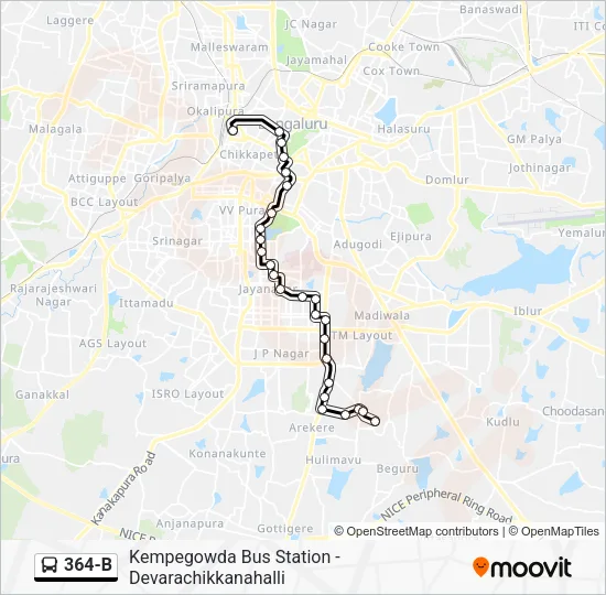364-B Bus Line Map