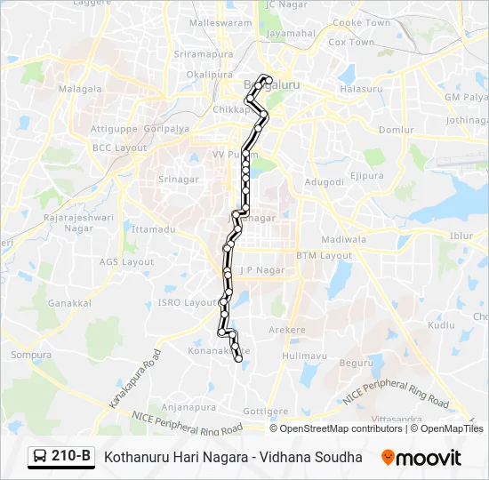 210-B Bus Line Map