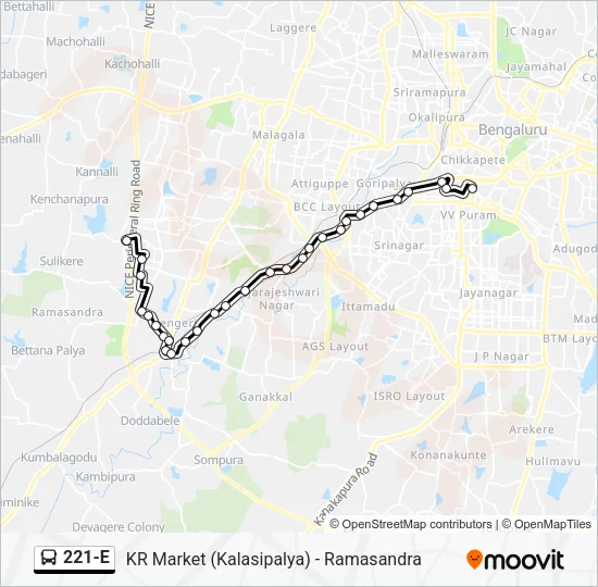 221-E Bus Line Map